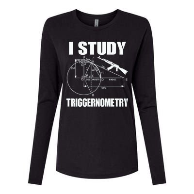 I Study Triggernometry Gun Womens Cotton Relaxed Long Sleeve T-Shirt