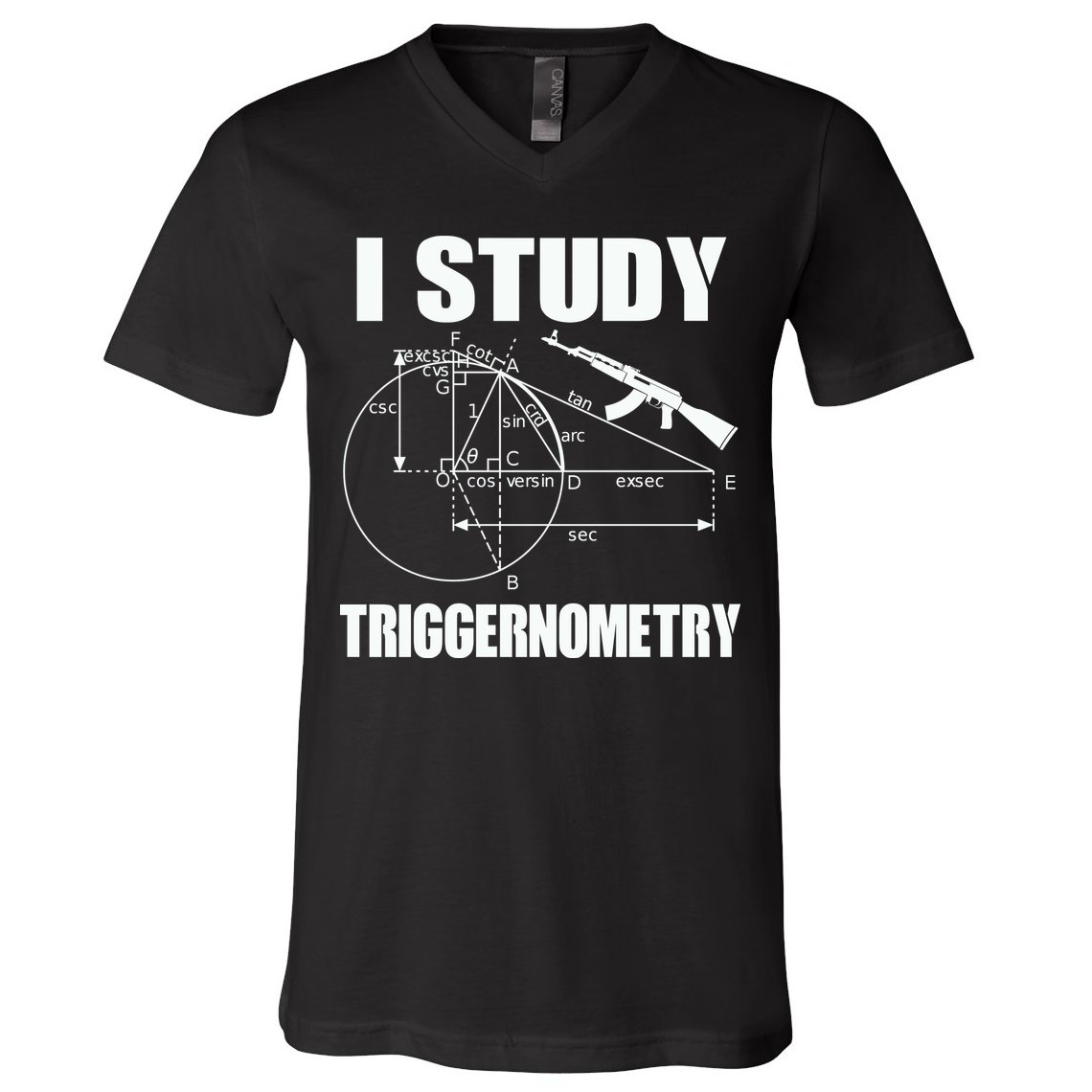 I Study Triggernometry Gun V-Neck T-Shirt