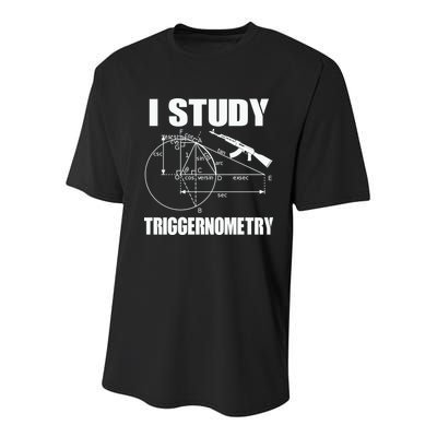 I Study Triggernometry Gun Youth Performance Sprint T-Shirt