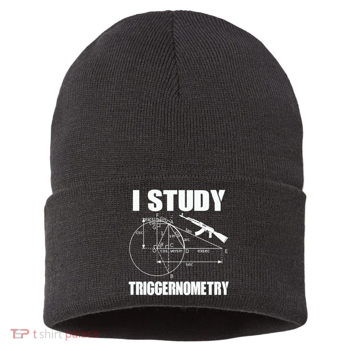 I Study Triggernometry Gun Sustainable Knit Beanie