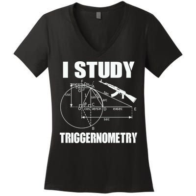 I Study Triggernometry Gun Women's V-Neck T-Shirt