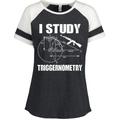 I Study Triggernometry Gun Enza Ladies Jersey Colorblock Tee