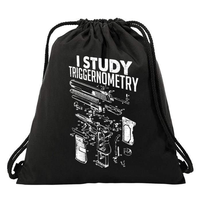 I Study Triggernometry Gun Diagram Drawstring Bag