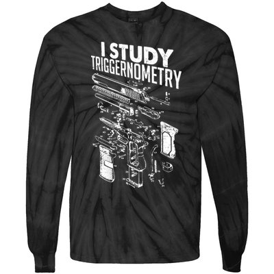 I Study Triggernometry Gun Diagram Tie-Dye Long Sleeve Shirt