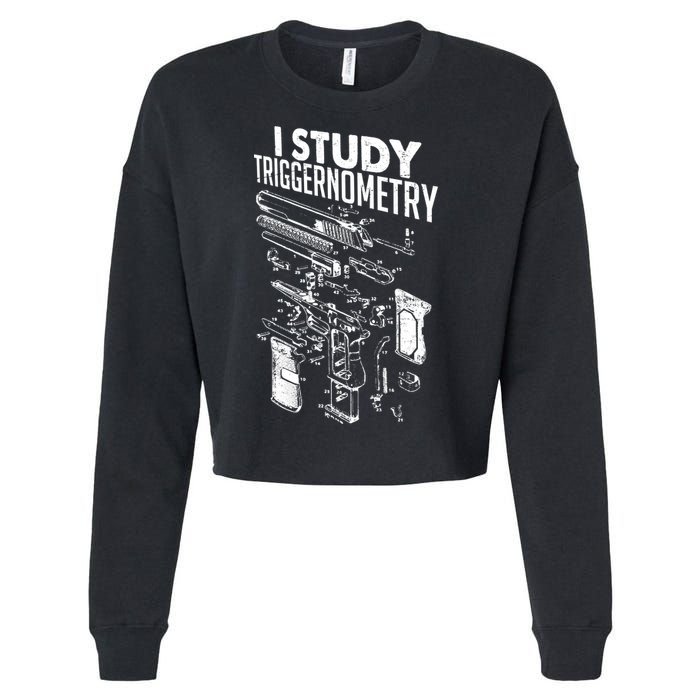 I Study Triggernometry Gun Diagram Cropped Pullover Crew