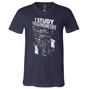 I Study Triggernometry Gun Diagram V-Neck T-Shirt