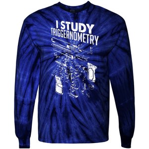 I Study Triggernometry Gun Diagram Tie-Dye Long Sleeve Shirt