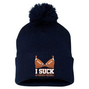 I Suck At Fantasy Football Last Place Pom Pom 12in Knit Beanie