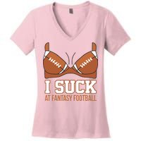 I Suck At Fantasy Football Last Place Women's V-Neck T-Shirt