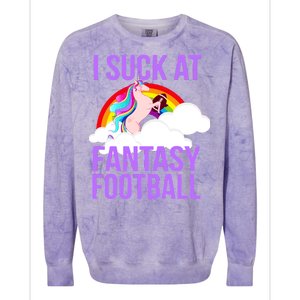 I Suck At Fantasy Football Unicorn Colorblast Crewneck Sweatshirt