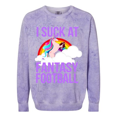 I Suck At Fantasy Football Unicorn Colorblast Crewneck Sweatshirt