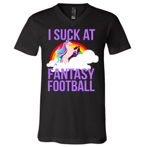 I Suck At Fantasy Football Unicorn V-Neck T-Shirt