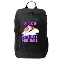I Suck At Fantasy Football Unicorn City Backpack