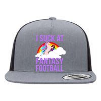 I Suck At Fantasy Football Unicorn Flat Bill Trucker Hat