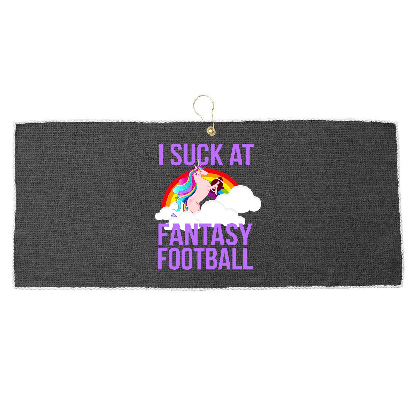 I Suck At Fantasy Football Unicorn Large Microfiber Waffle Golf Towel