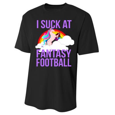 I Suck At Fantasy Football Unicorn Performance Sprint T-Shirt