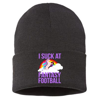 I Suck At Fantasy Football Unicorn Sustainable Knit Beanie