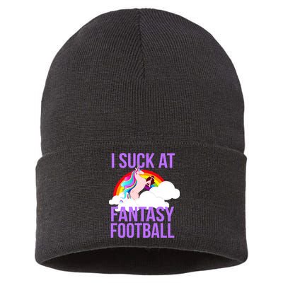 I Suck At Fantasy Football Unicorn Sustainable Knit Beanie