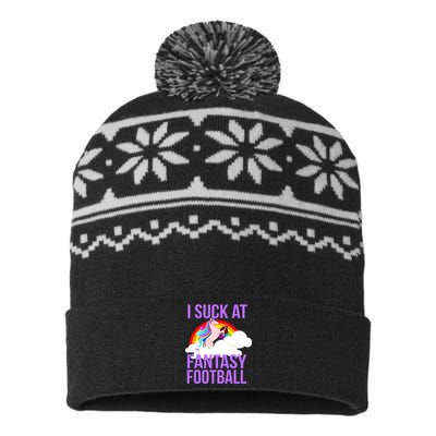 I Suck At Fantasy Football Unicorn USA-Made Snowflake Beanie