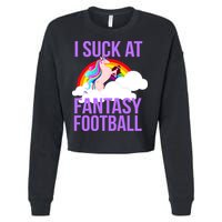 I Suck At Fantasy Football Unicorn Cropped Pullover Crew