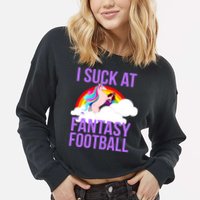 I Suck At Fantasy Football Unicorn Cropped Pullover Crew