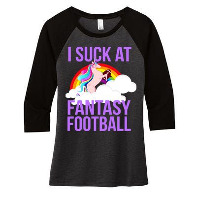 I Suck At Fantasy Football Unicorn Women's Tri-Blend 3/4-Sleeve Raglan Shirt