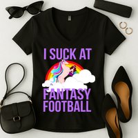 I Suck At Fantasy Football Unicorn Women's V-Neck T-Shirt
