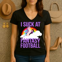 I Suck At Fantasy Football Unicorn Women's V-Neck T-Shirt