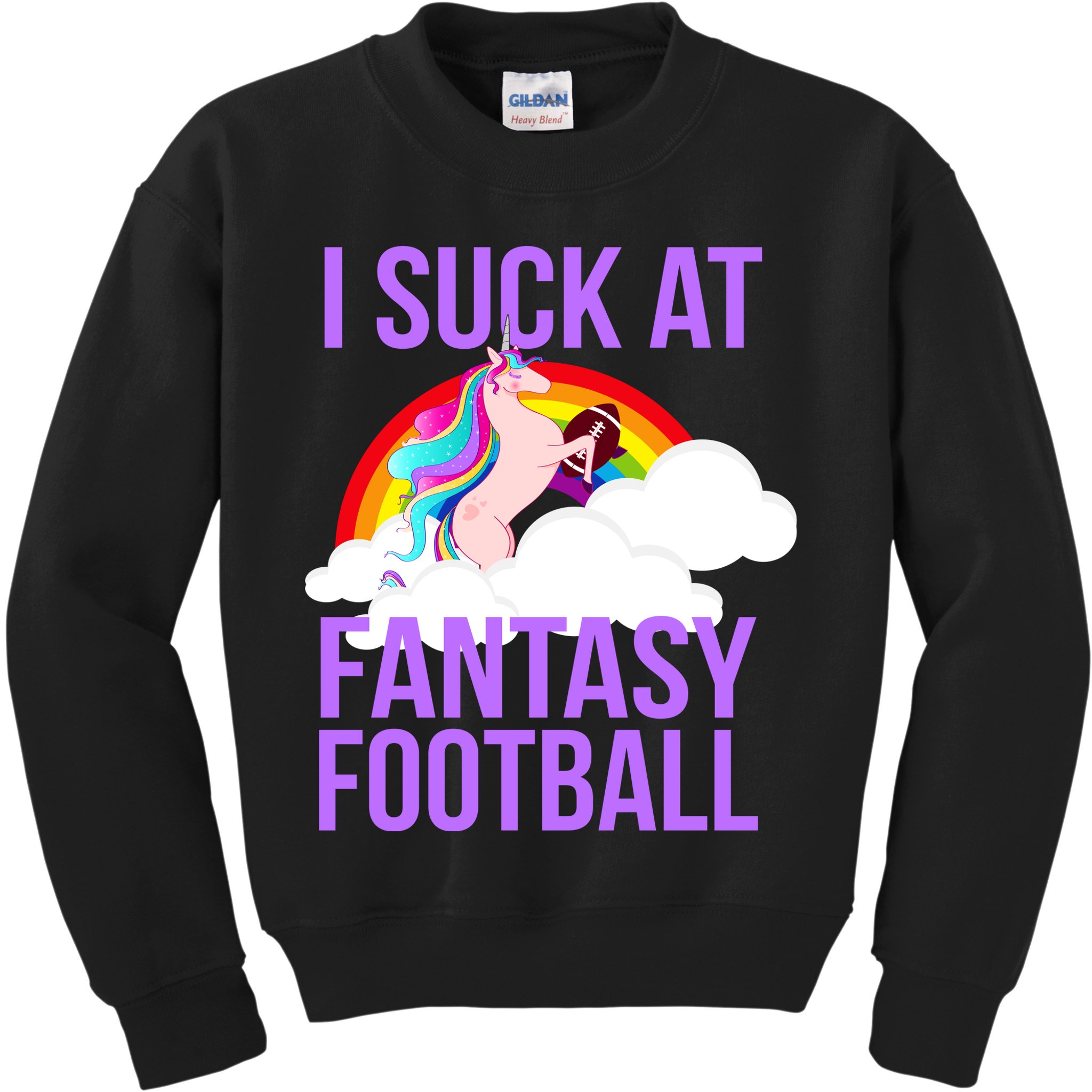 I Suck At Fantasy Football Unicorn Kids Sweatshirt