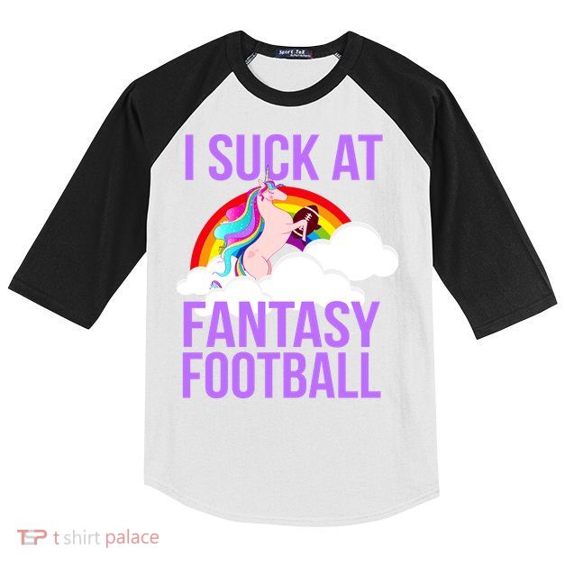 I Suck At Fantasy Football Unicorn Kids Colorblock Raglan Jersey