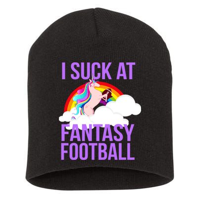 I Suck At Fantasy Football Unicorn Short Acrylic Beanie