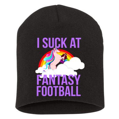 I Suck At Fantasy Football Unicorn Short Acrylic Beanie