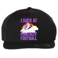 I Suck At Fantasy Football Unicorn Wool Snapback Cap