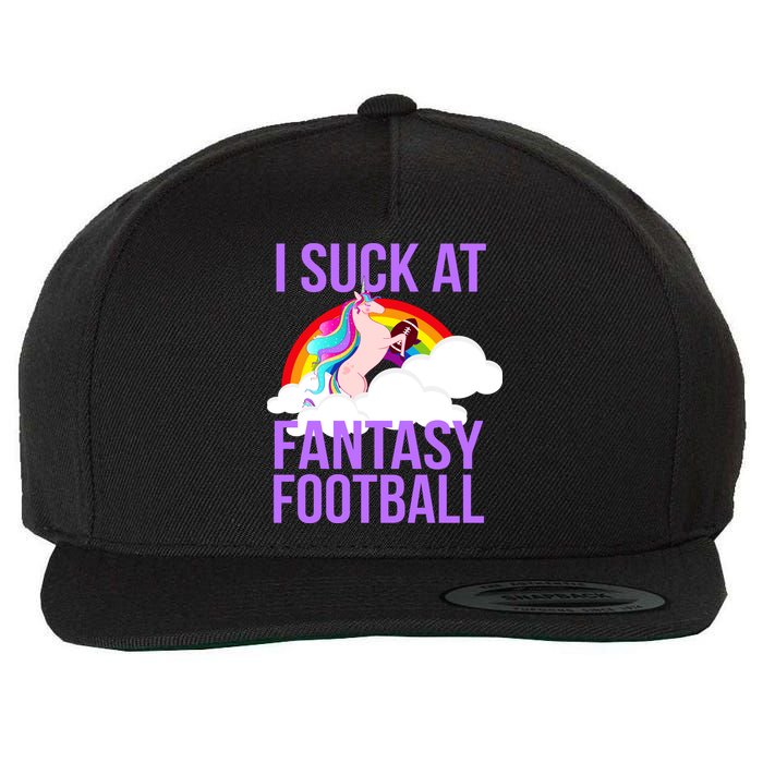 I Suck At Fantasy Football Unicorn Wool Snapback Cap