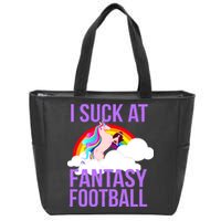 I Suck At Fantasy Football Unicorn Zip Tote Bag