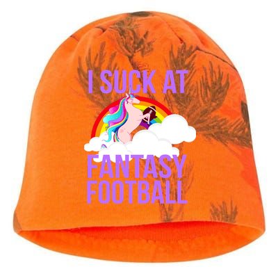 I Suck At Fantasy Football Unicorn Kati - Camo Knit Beanie