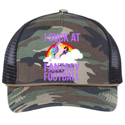 I Suck At Fantasy Football Unicorn Retro Rope Trucker Hat Cap