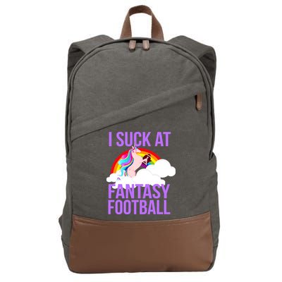 I Suck At Fantasy Football Unicorn Cotton Canvas Backpack
