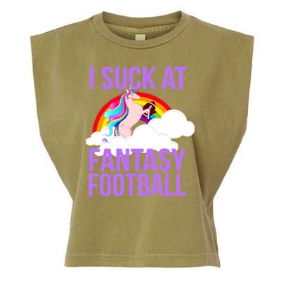 I Suck At Fantasy Football Unicorn Garment-Dyed Women's Muscle Tee