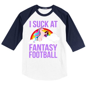 I Suck At Fantasy Football Unicorn Baseball Sleeve Shirt