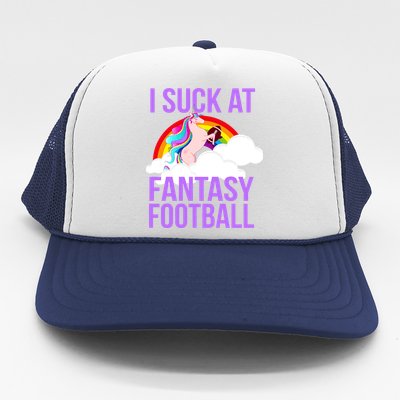 I Suck At Fantasy Football Unicorn Trucker Hat