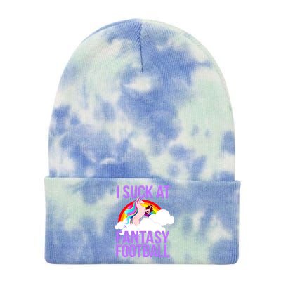 I Suck At Fantasy Football Unicorn Tie Dye 12in Knit Beanie