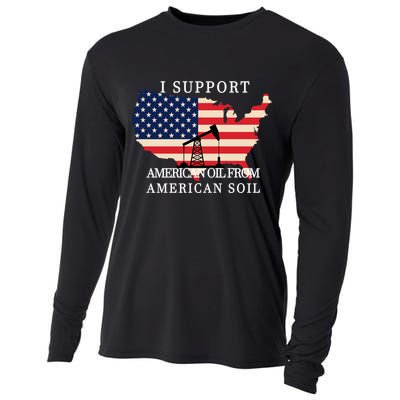 I Support American Oil From American Soil Keystone Pipeline Cooling Performance Long Sleeve Crew