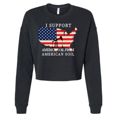 I Support American Oil From American Soil Keystone Pipeline Cropped Pullover Crew