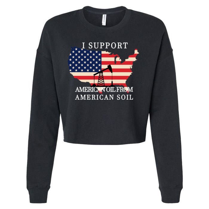 I Support American Oil From American Soil Keystone Pipeline Cropped Pullover Crew
