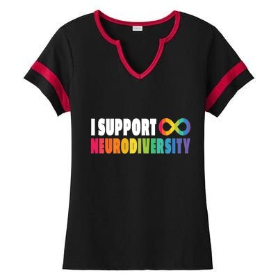 I Support Neurodiversity Ladies Halftime Notch Neck Tee