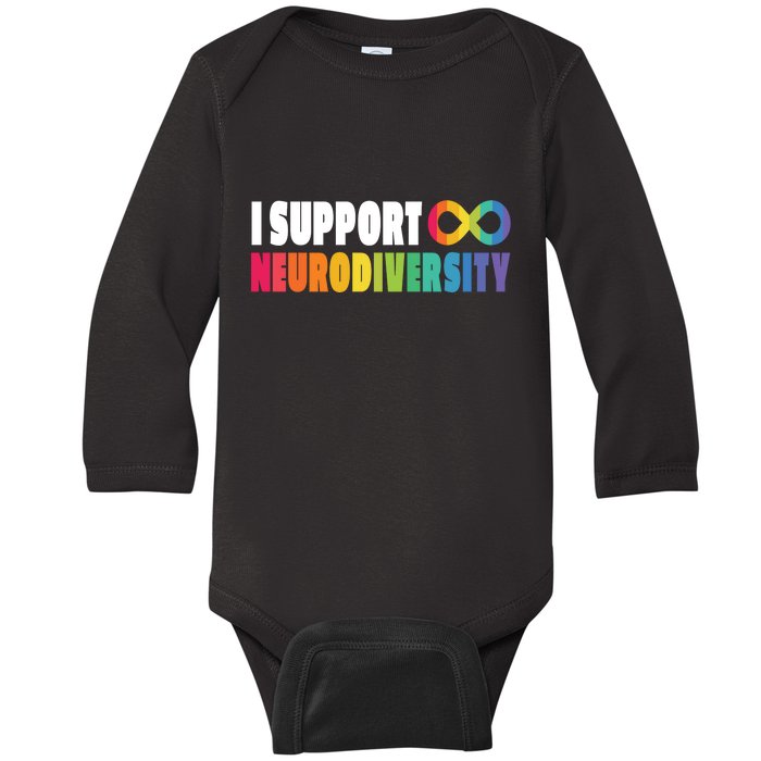 I Support Neurodiversity Baby Long Sleeve Bodysuit