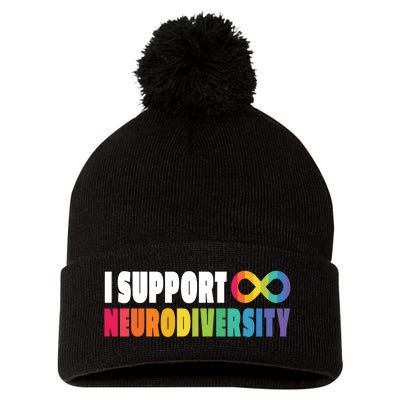 I Support Neurodiversity Pom Pom 12in Knit Beanie