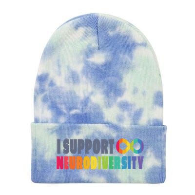 I Support Neurodiversity Tie Dye 12in Knit Beanie