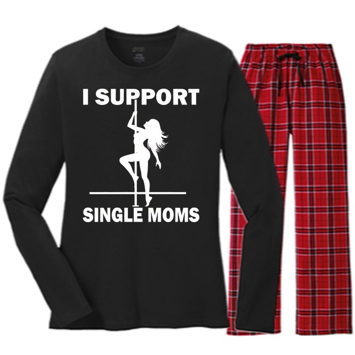 I Support Single Moms Women's Long Sleeve Flannel Pajama Set 